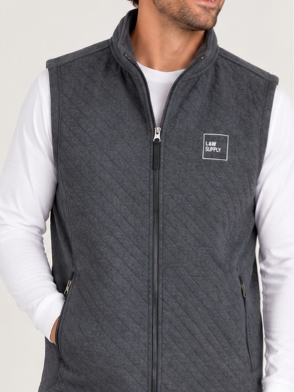 Charles River Apparel Franconia Quilted Vest Menโs XL Gray L&W Supply Full Zip
